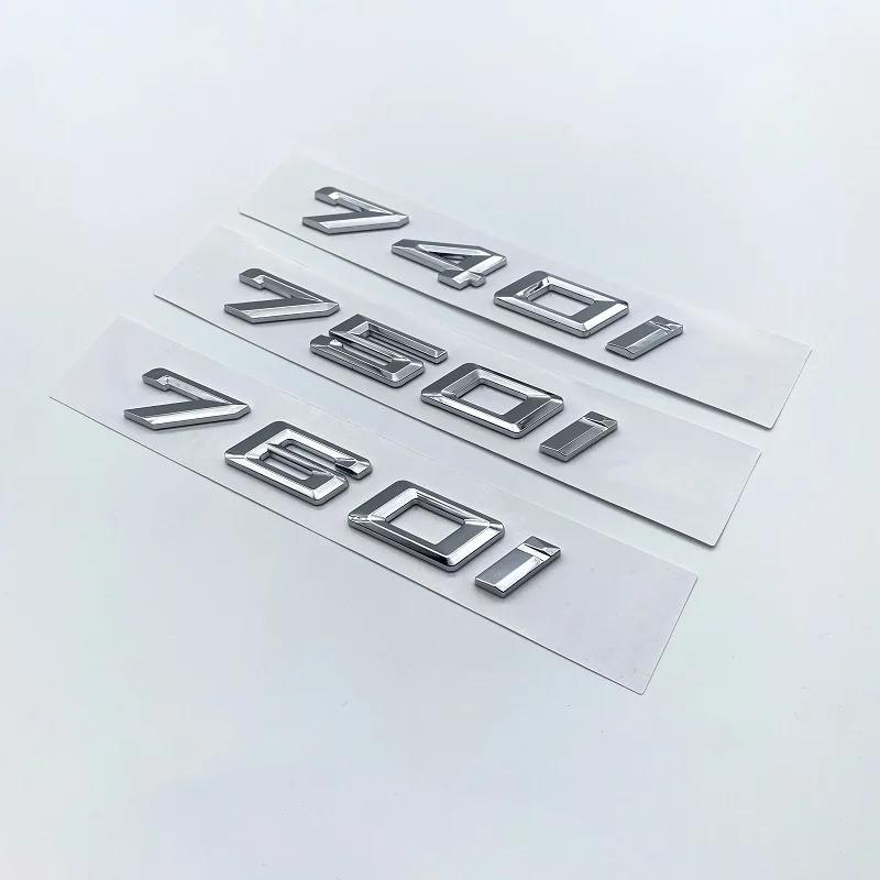 New Font Numbers Letters 730i 740i 745i 750i 760i Top ABS Emblem for BMW 7 Series Car Trunk Nameplate Logo Sticker Black Chrome