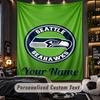 TapestrySeattle Seahawks Custom Name Text Personalized Wall Hanging Tapestry Home Wall Decor