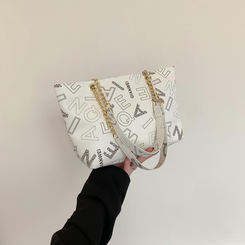 Stylish Pu Tote Bag With Letter Print Trendy Street Fashion Large Capacity For Women