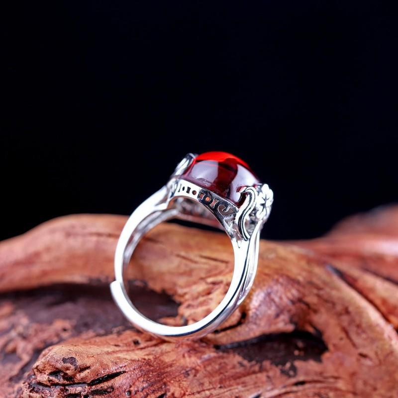 Adjustable Flower Cabochon Ring Women Vintage Boho Chic Minimalist Statement Jewelry