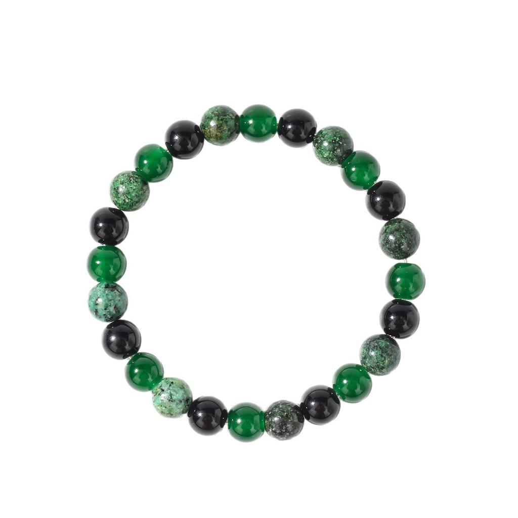 Festive Gifts Green Agate African Turquoise Black Onyx Beaded Bracelet Natural Fashion Jewelry For Men Women Daily Wear Gift