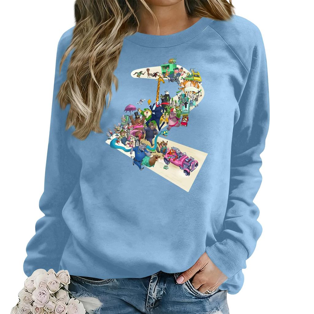 Hanorac larg casual de damă cu mânecă lungă și imprimeu