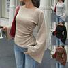 2026 Elegant Waist-Cinching Long Sleeve Solid Color Dress - Autumn/Winter Fashion