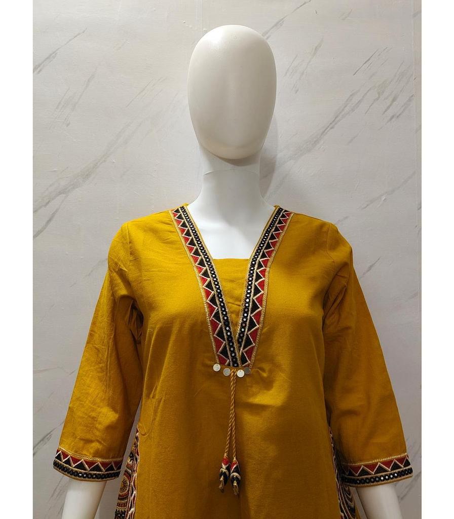 Indian Party Wear Top Tunic Kurta Pant Set Women Designer Cotton Ethnic Wear Kurti Dress
