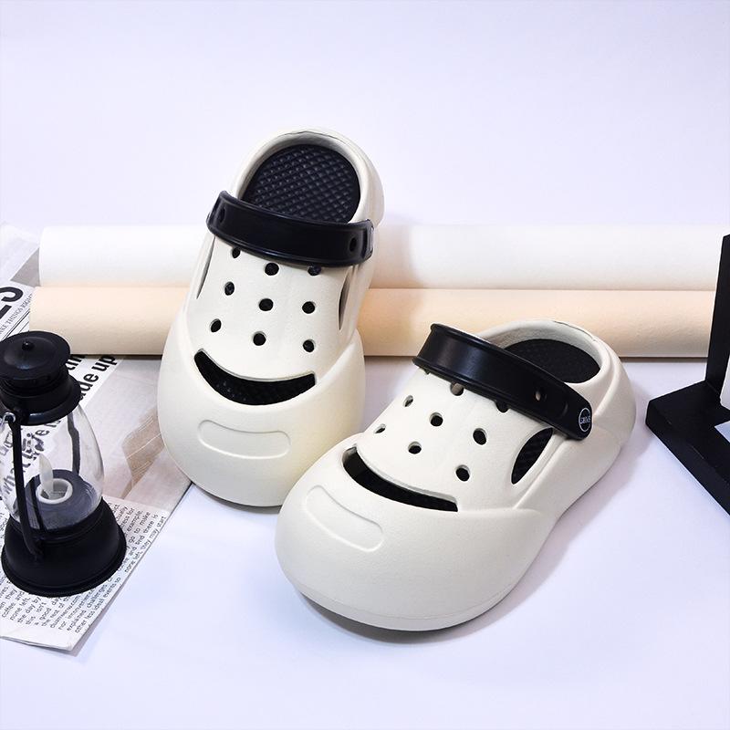 

Детские дырчатые туфли, мужские тапочки, летняя пляжная обувь, нескользящие, с закрытым носком, для мальчиков, для детей среднего возраста, детские крутые тапочки, для улицы 35