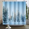 Christmas Shower Curtain Xmas Tree Winter Forest Snow Cute Snowman Bathroom Shower Curtain Waterproof Bath Curtain With Hook