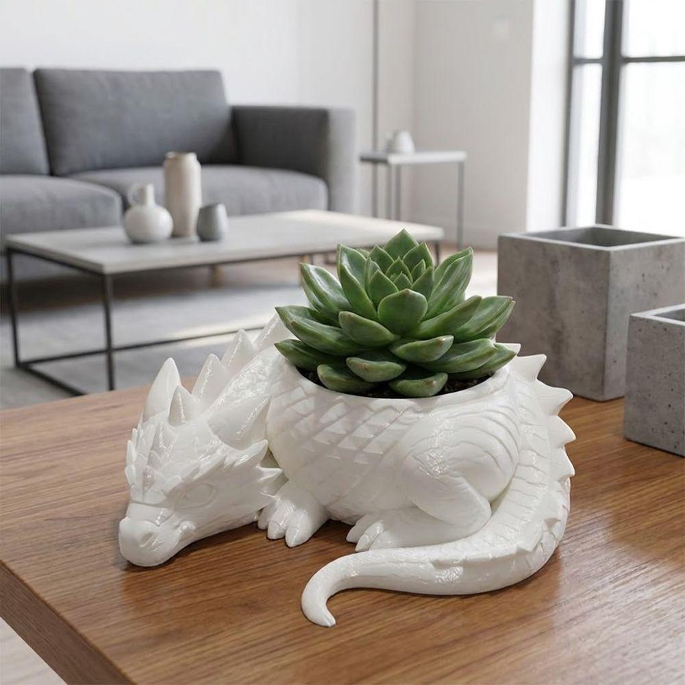 3D Printed Dragon Shaped Plant Pot Growing Pots Plastic Flower Container Handmade Funny Jewelry Storage Tray for Home Decoration