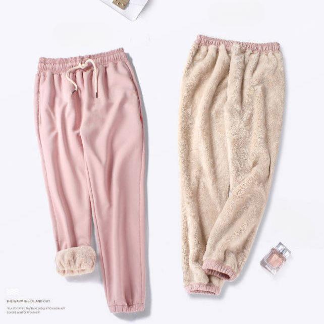 Winter Velvet Sports Pants for Women, Wide Legs, Loose Large Size, Fat Legs, Warm and Thick Lamb Velvet Lantern Pants, Waiver Pants