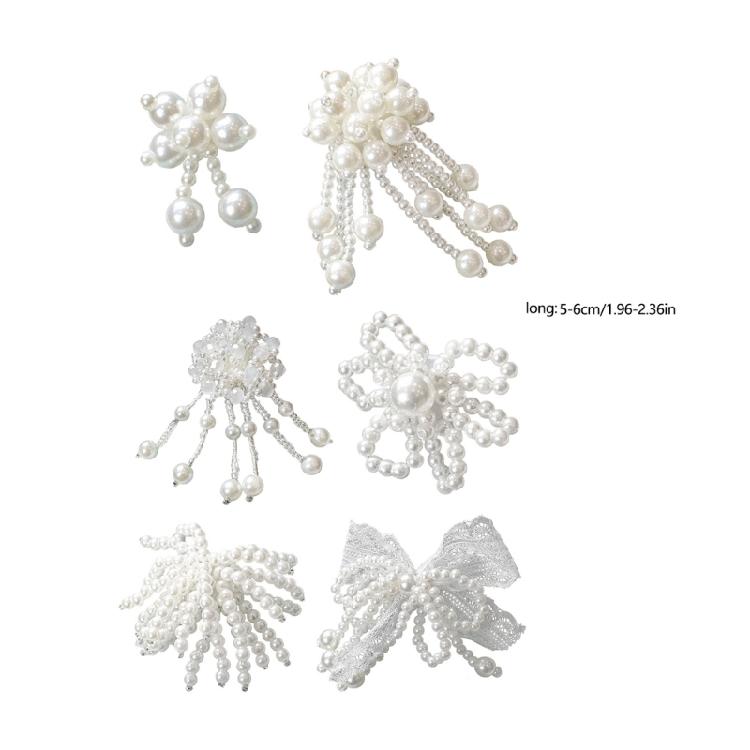 2Pcs Pearls Embellished Shoe Buckles Clips Easy Installation Footwear Decorations Accessories For Women Sneakers Sandals