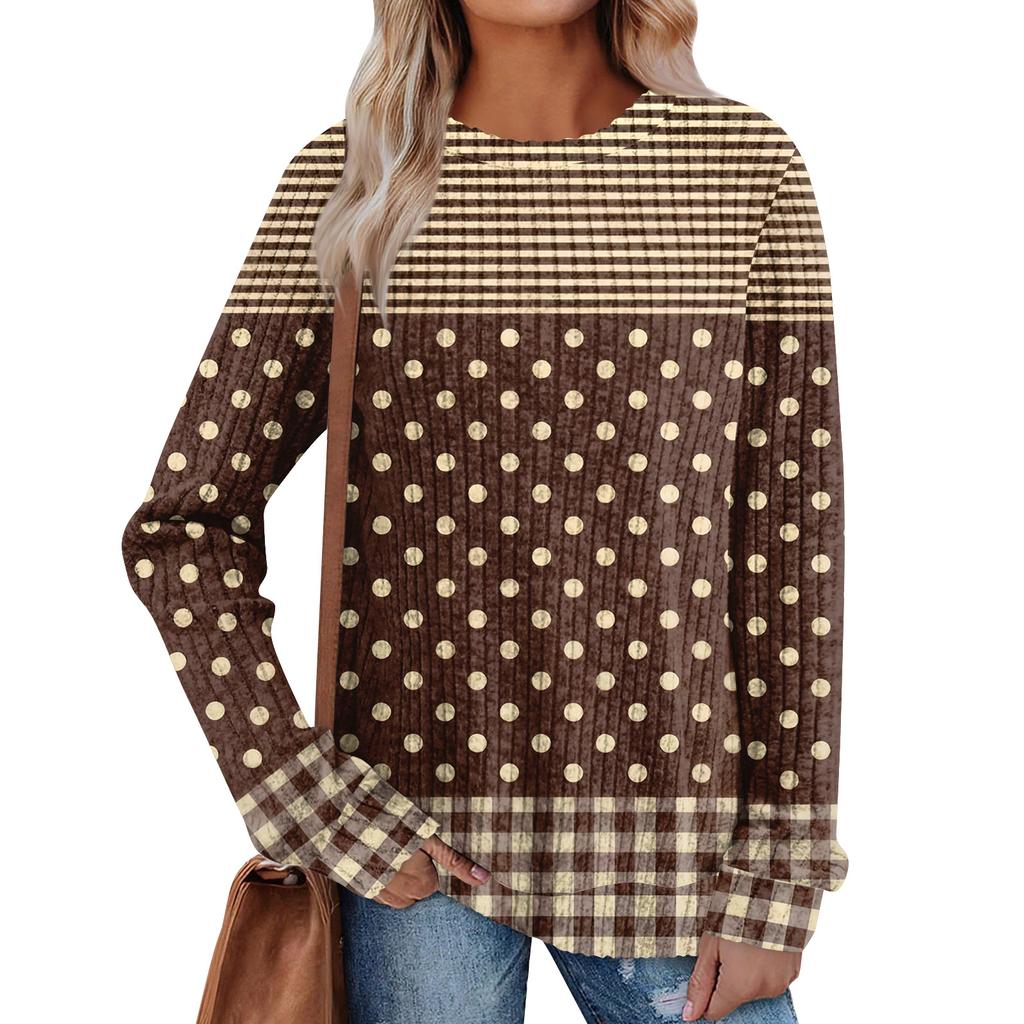 Women's Printed Lightweight Brushed-Cotton Round Neck Top