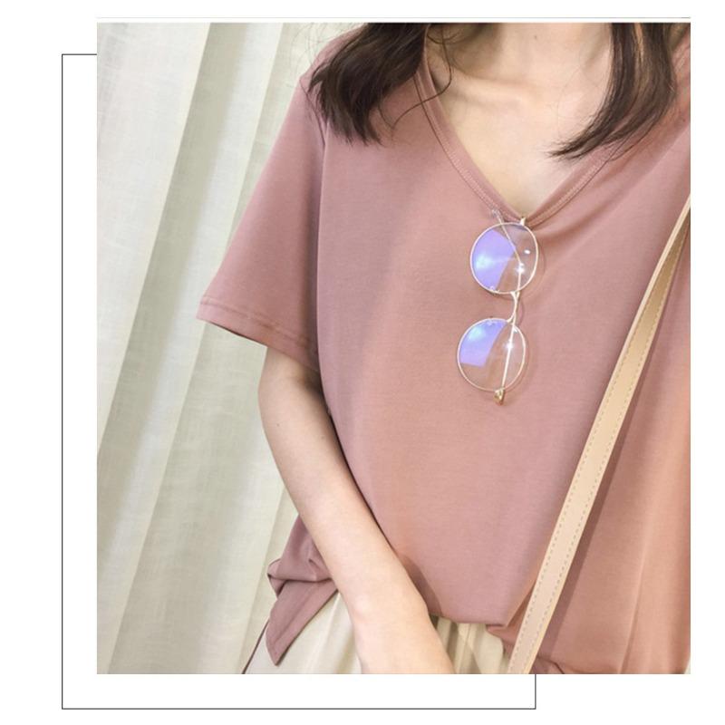 Summer New Style V-neck Slim Temperament Short-sleeved T-shirt Women WYP-9915#