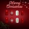 Festive Red Glitters White Snowflake Artificial Nail 24PCS Press On Nail For Christmas Event And Gatherings Decors