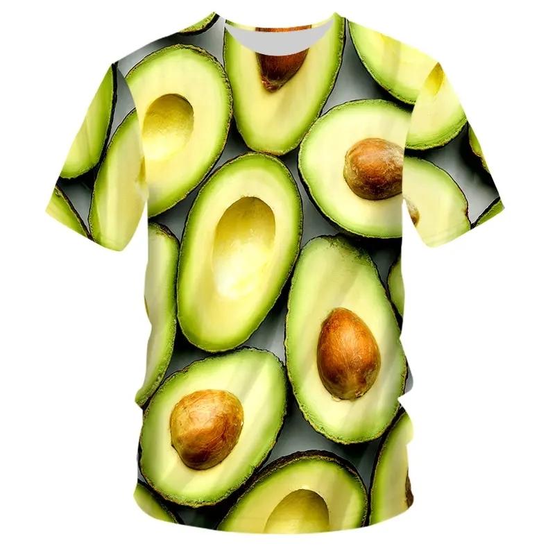 Men's fresh fruit printed T-shirt, round neck shirt, comfortable, personalized, trendy, Harajuku, summer