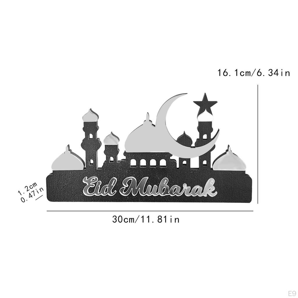 Eid Celebration Calendar for Desktop with Mosque And Moon Design Wooden Acrylic