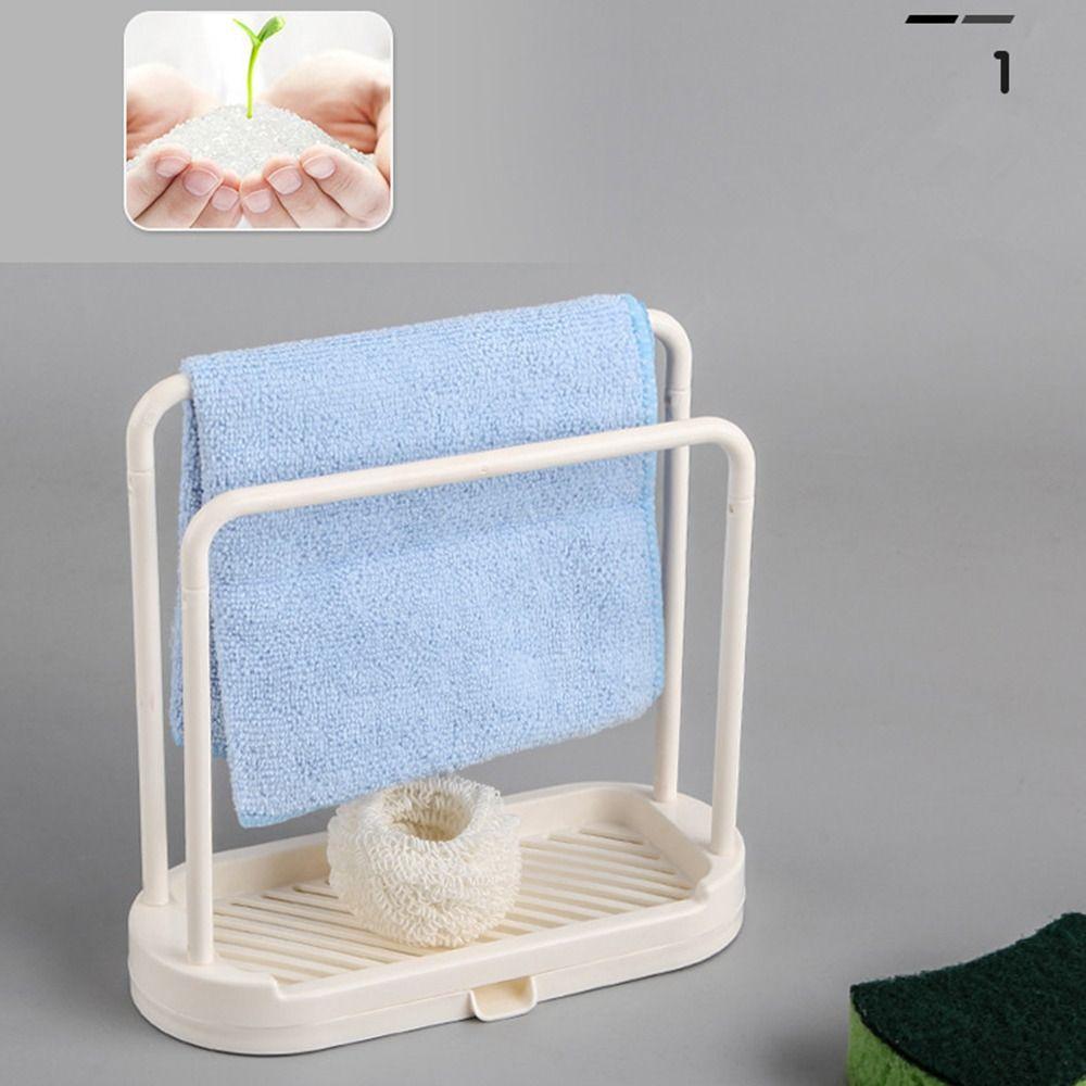 Double-Layer Kitchen Dishcloth Holder Hollow Design Countertop Rag Hanger Under Sink