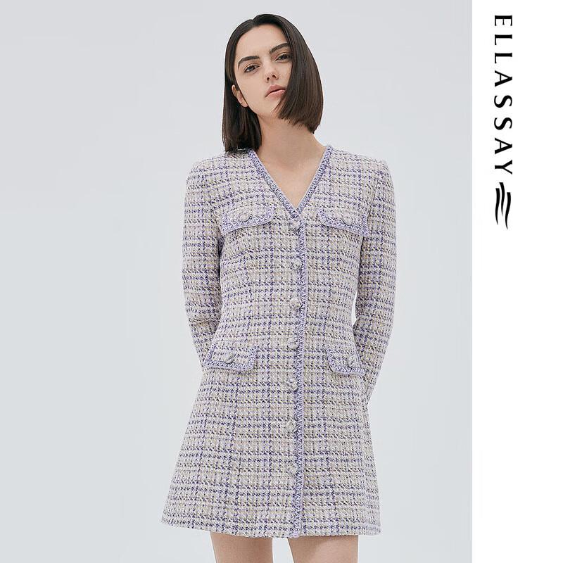 

ELLASSAY Women s Tweed Houndstooth Dress EWW333Y00300 M