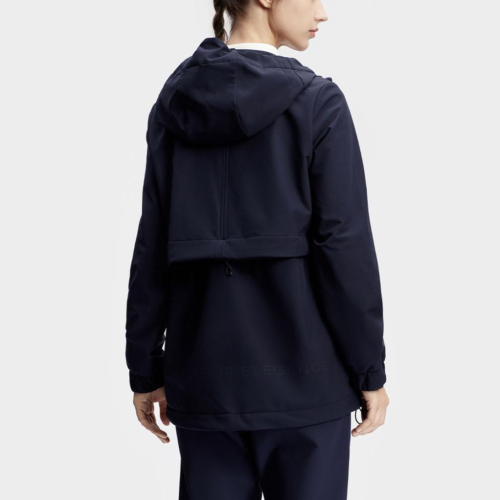 FILA Solid Color Logo Hooded Fitness Woven Jacket Women jackets Dark-Blue A11W411703F-NV