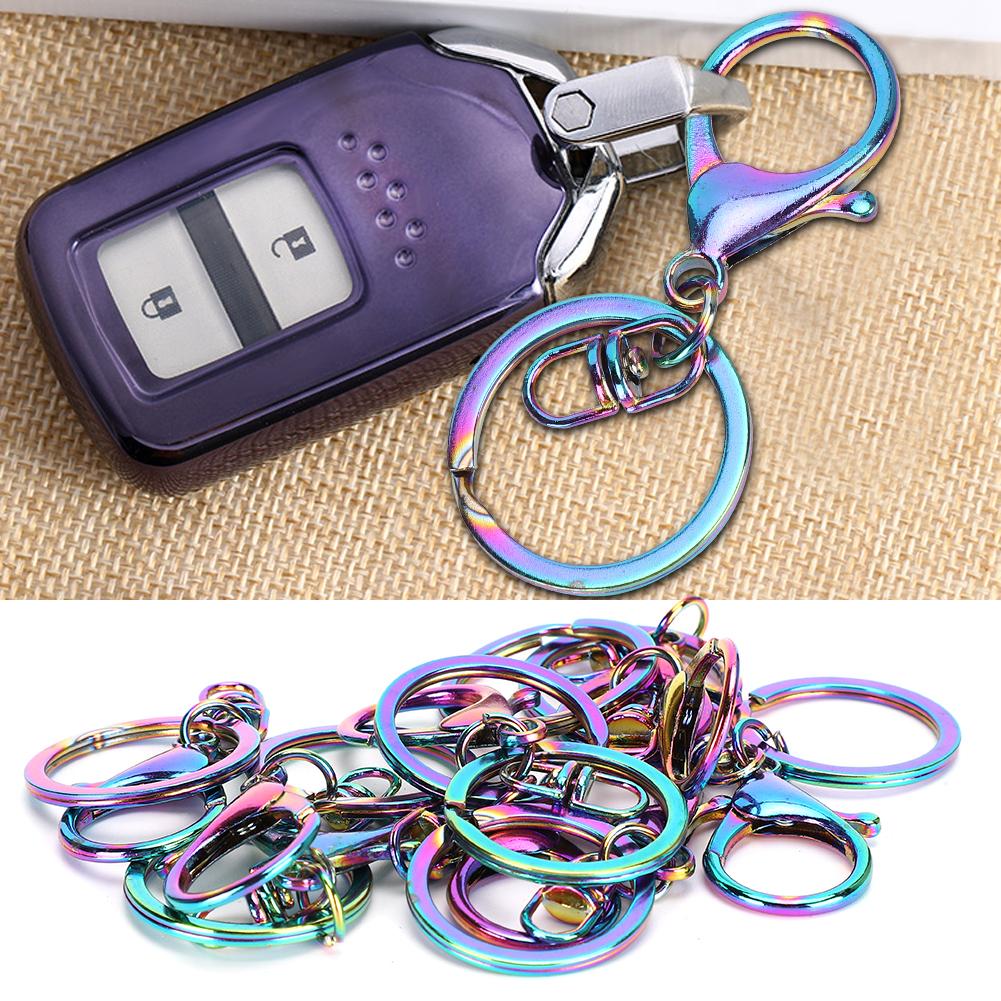 9pcs Household Colorful Iron Keyring Key Chain Clips DIY Bag Purse Jewelry Supplies