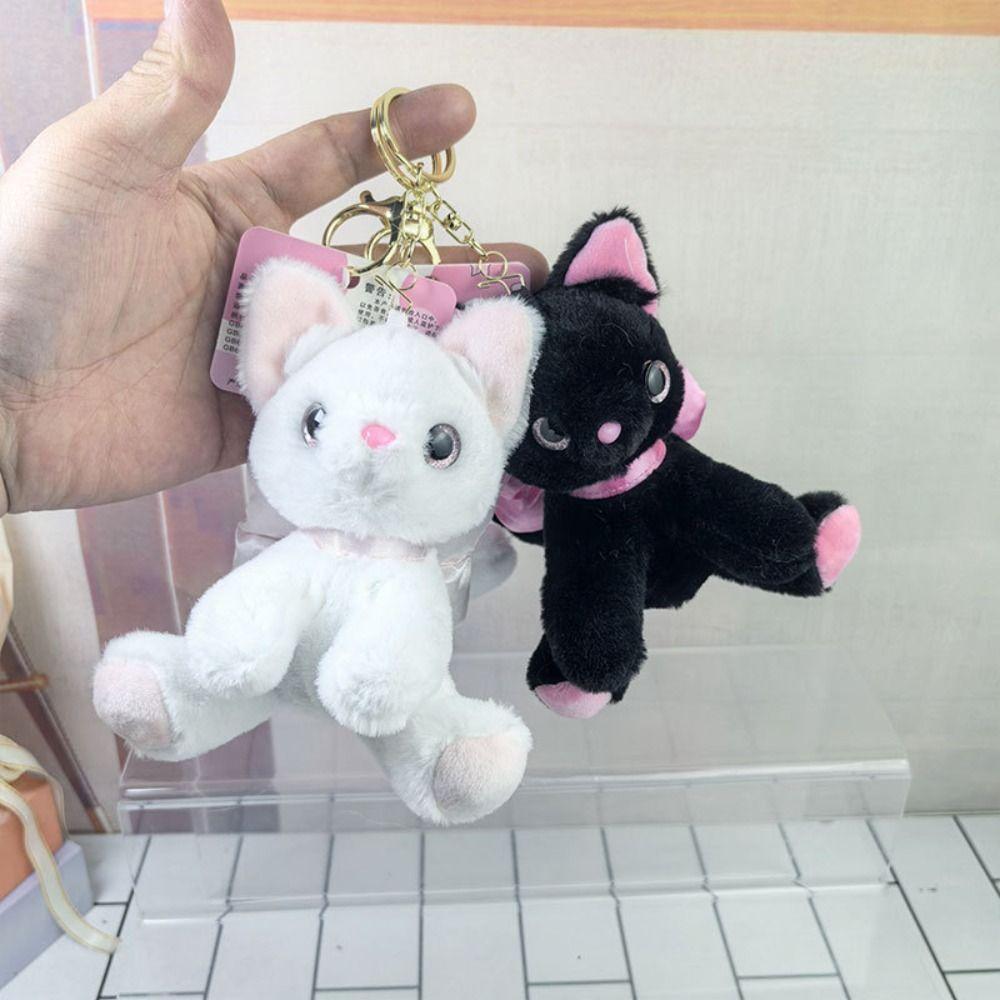 Plüschtier Puppe Schleife Katze Plüsch Schlüsselanhänger Weiche Stoffpuppe Schlüsselanhänger Hängendes Zubehör