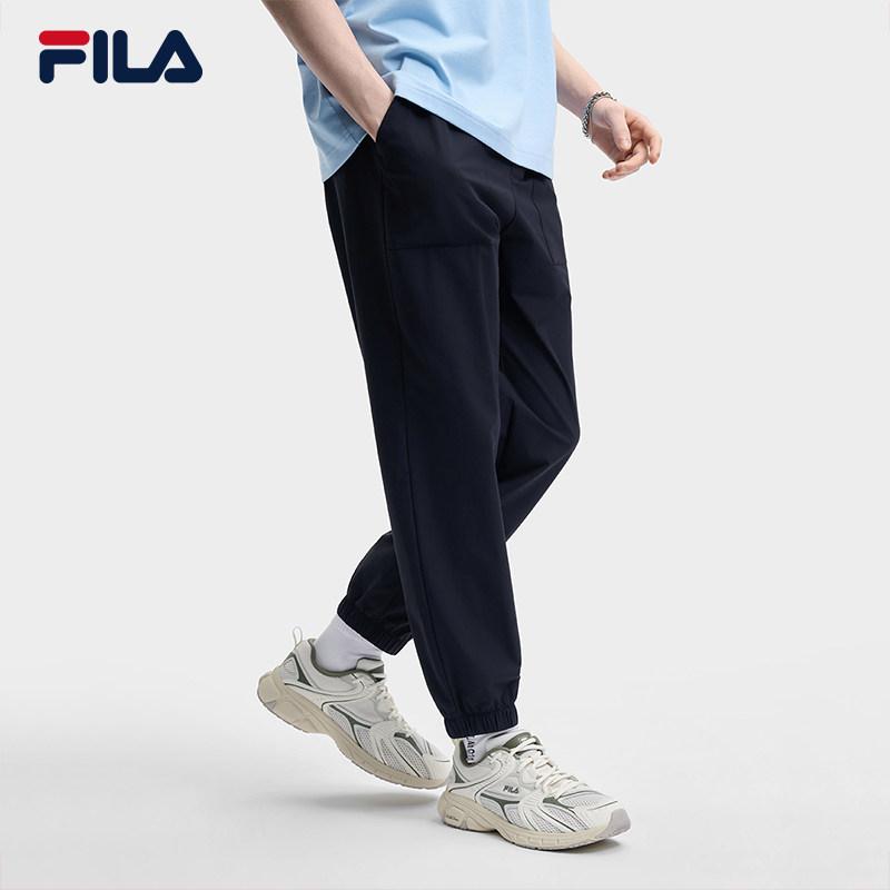 Fila Fashion Trend Classic Retro Sports Versatile Comfortable Tapered Woven Casual Pants Men Bottoms Legendary-Blue F11M629801FNV
