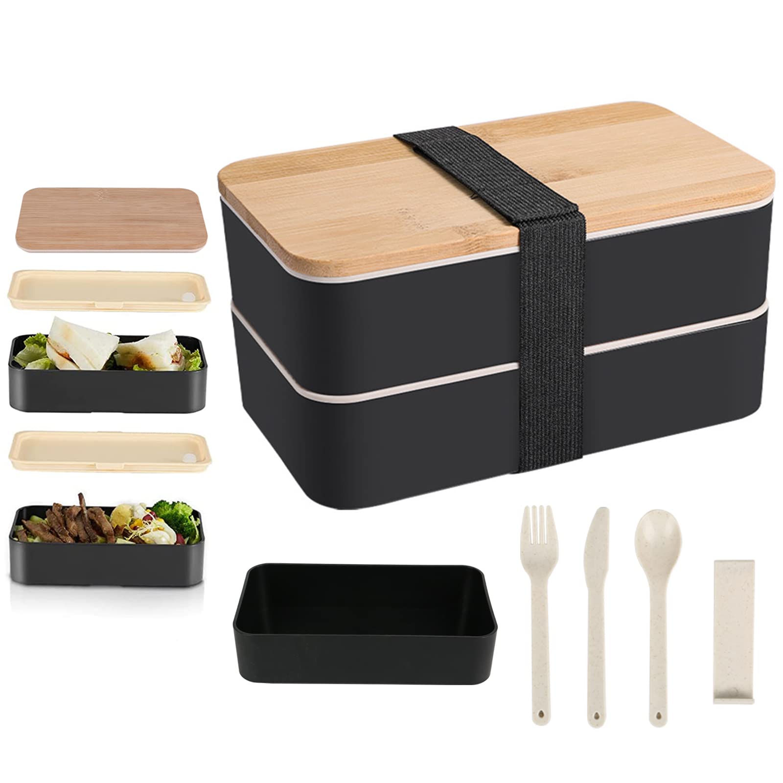 

Combination Lunch Up to 1800ml Includes Fork and Simple Perfect for Outdoor Gift 3-Tier Box, Leak-Proof, Capacity, Multi-Layered, Food-Grade PP,