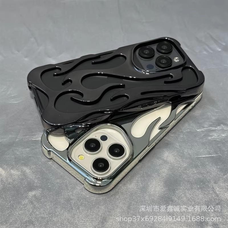 

Electroplated Hollow Flame Pattern Case for iPhone 17 Pro Max, Compatible with iPhone 15, Features Heat Dissipation & Ventilation for iPhone 16 12 Pro Max