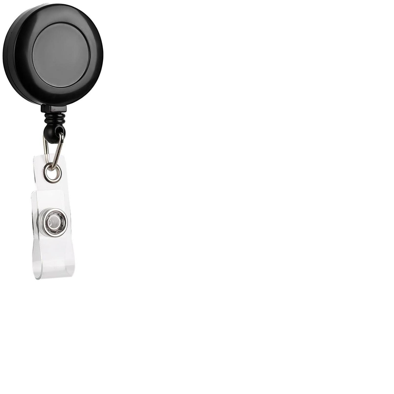 Badge Reel Retractable Clip with Clear Vinyl Strap for ID Card Holder Office Nurse Teacher Work Badge Reel with Durable Clip and Smooth Retraction one size чёрный
