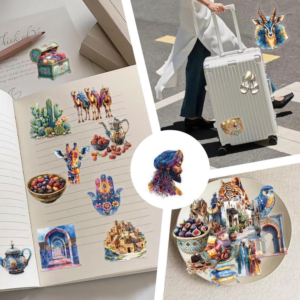 50Pcs Transparent Cartoon Arabian Theme Pet Stickers Waterproof For Journal Guitar Notebook Sticker Story Store