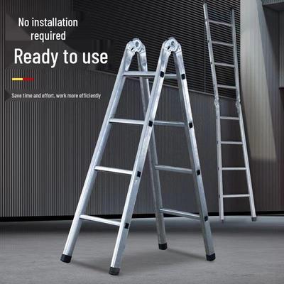 3m A-Frame Iron Ladder with Non-Slip Square Tube, Galvanized Pipe, Hinge, and Reinforced Design for Household or Engineering Use