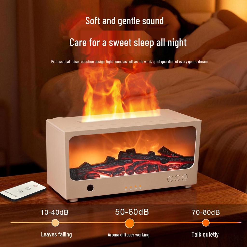 3D Fireplace Aroma Diffuser with Remote Control: Dynamic Flame Humidifier & Seven-Color Ambient Light for Home/Desktop