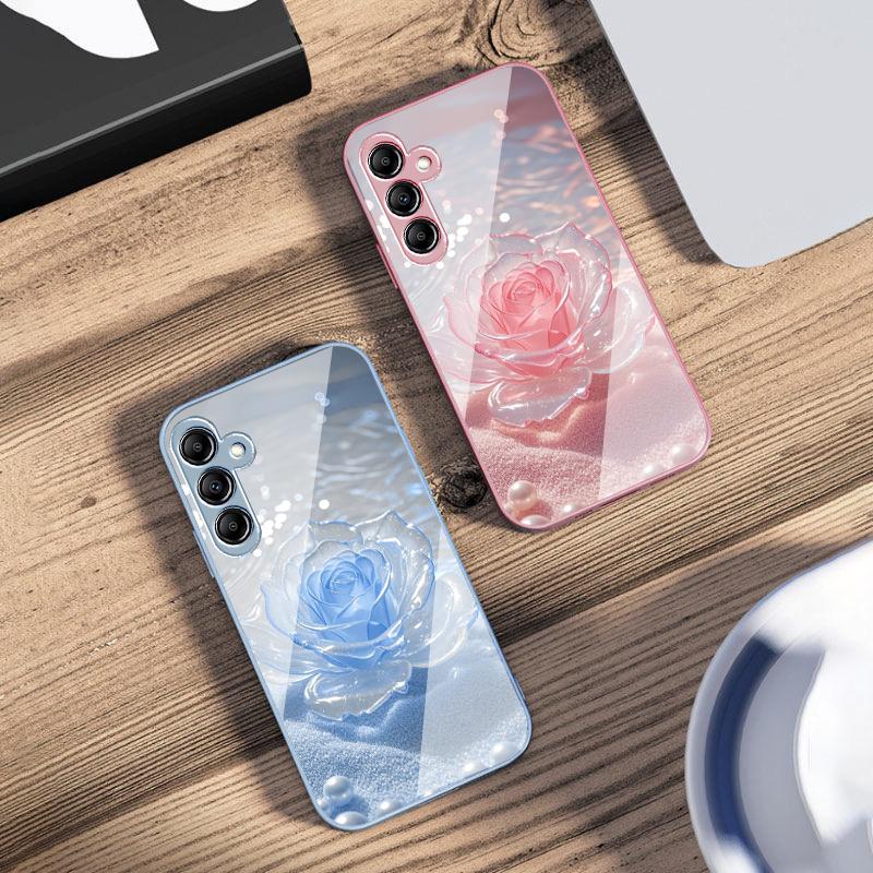 Gradient Crystal Rose For Samsung A 73 72 71 A70 56 55 54 A53 52 A51 A50 42 A35 A34 33 32 31 26 25 24 23 22 30 glass phone case