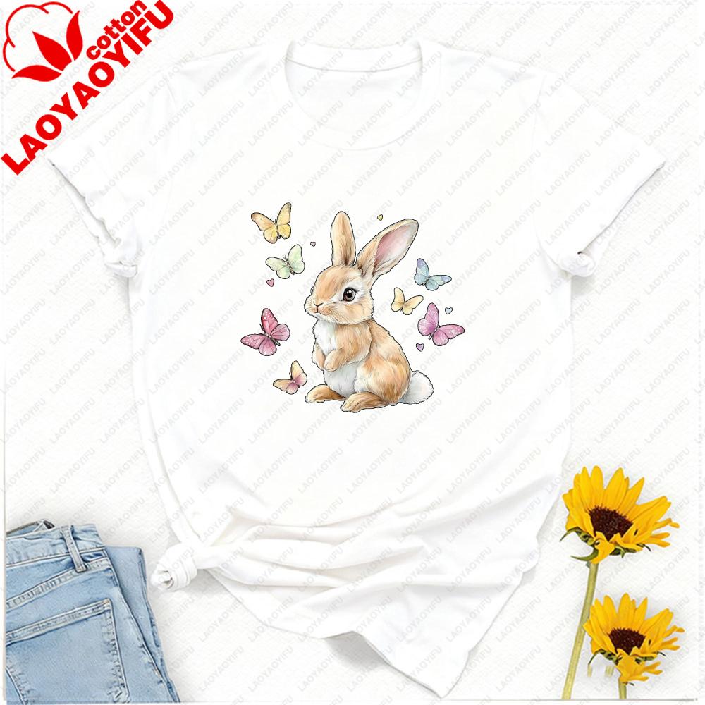 Linda Camiseta De Conejo De Pascua Con Mariposa Negro Graphic T Shirts Unisex Clothing Gothic Aesthetic Clothes Gothic Tops