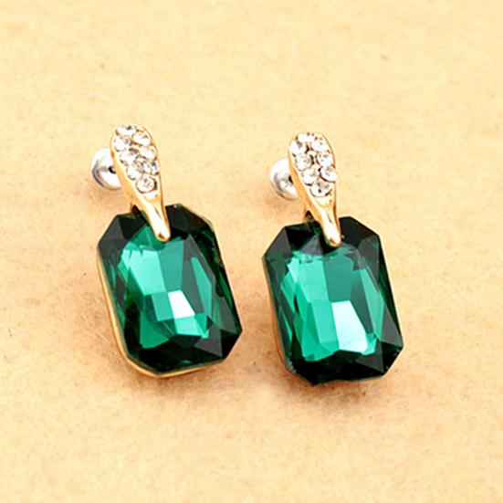 Women Elegant Rectangle Rhinestone Ear Studs Earrings Jewelry Birthday Gift