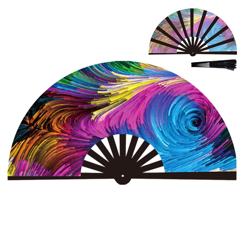 Ten Inch Fluorescent Fan UV Glow Lightweight Tai Chi Fan Stage Performance Dance Foldable Kung Fu Folding Fan