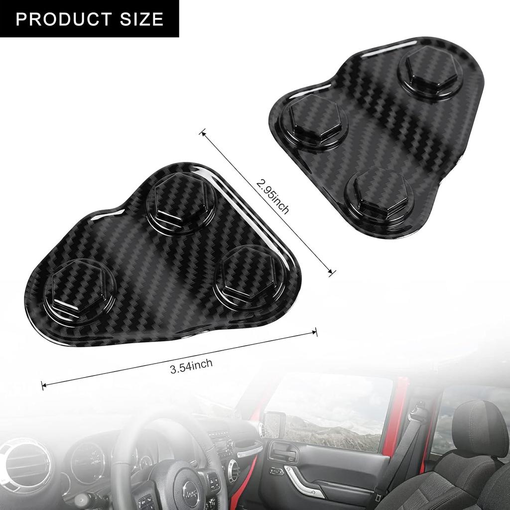2PCS Door Screw Protector Cover Trim for 2018-2023 Jeep Wrangler JL JLU, for 2020-2023 Jeep Gladiator JT (Carbon Fiber Look)