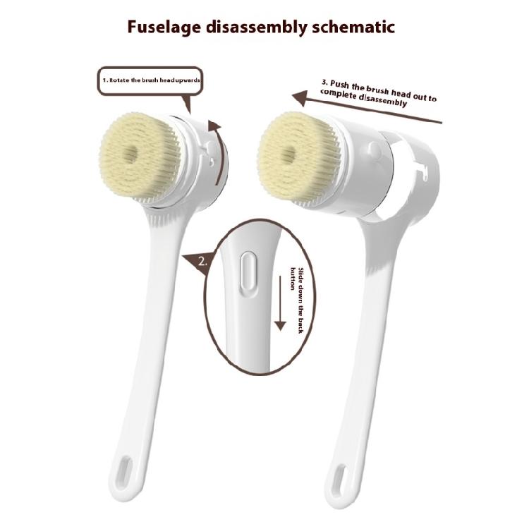 Body Scrubber 5MultiUse Brush Head IPX7 Waterproof Rechargeable Long Handle For Deep Pore Cleansing Relaxing Tool