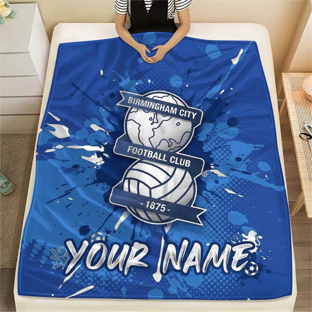 Custom Name Birmingham City Flannel Blanket, High quality Comfortable for All Seasons, Home Decor, Warmth and Comfort