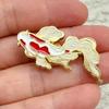 Red White Enamel Koi Brooches for Women Gold Anime Pins Chinese Lucky Fish Shape Brooch Women's Clothing Accessories
