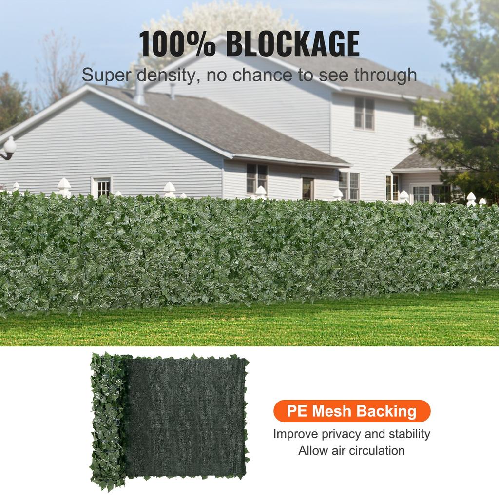 VEVOR Ivy Privacy Fence, 990 X 2490 Mm Artificial Green Wall Screen, Greenery Ivy Fence with Mesh Cloth Backing and Strengthened Joint