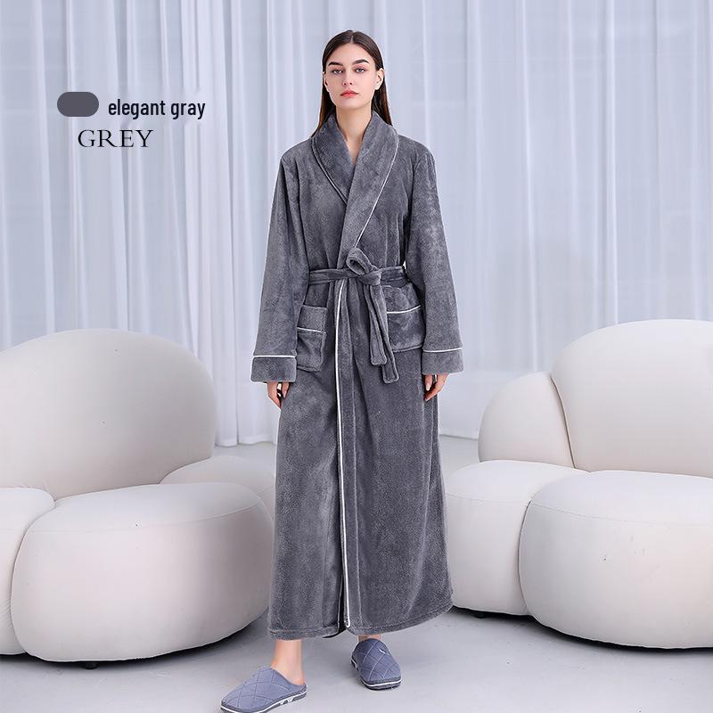 Thick Flannel Couple Bathrobe - Plus Size Homewear for Women & Men