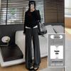 Women's High-Waisted Grey Knit Wide-Leg Pants - Spring/Autumn 2025 Collection
