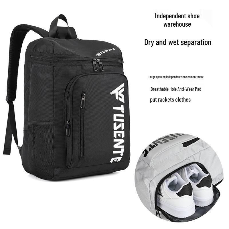 Unisex Lightweight Badminton Racket Bag with Shoe Compartment & Laptop Pocket - Large Capacity for Short-Distance Outdoor Travel