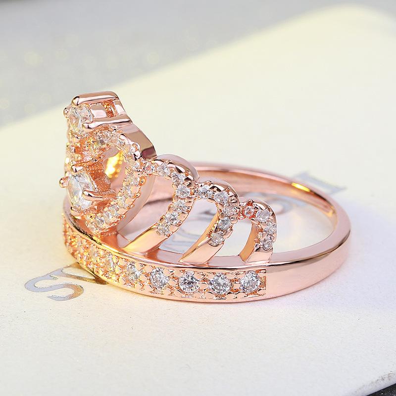Jewelry Pop Rose Gold Crown Zircon Ring