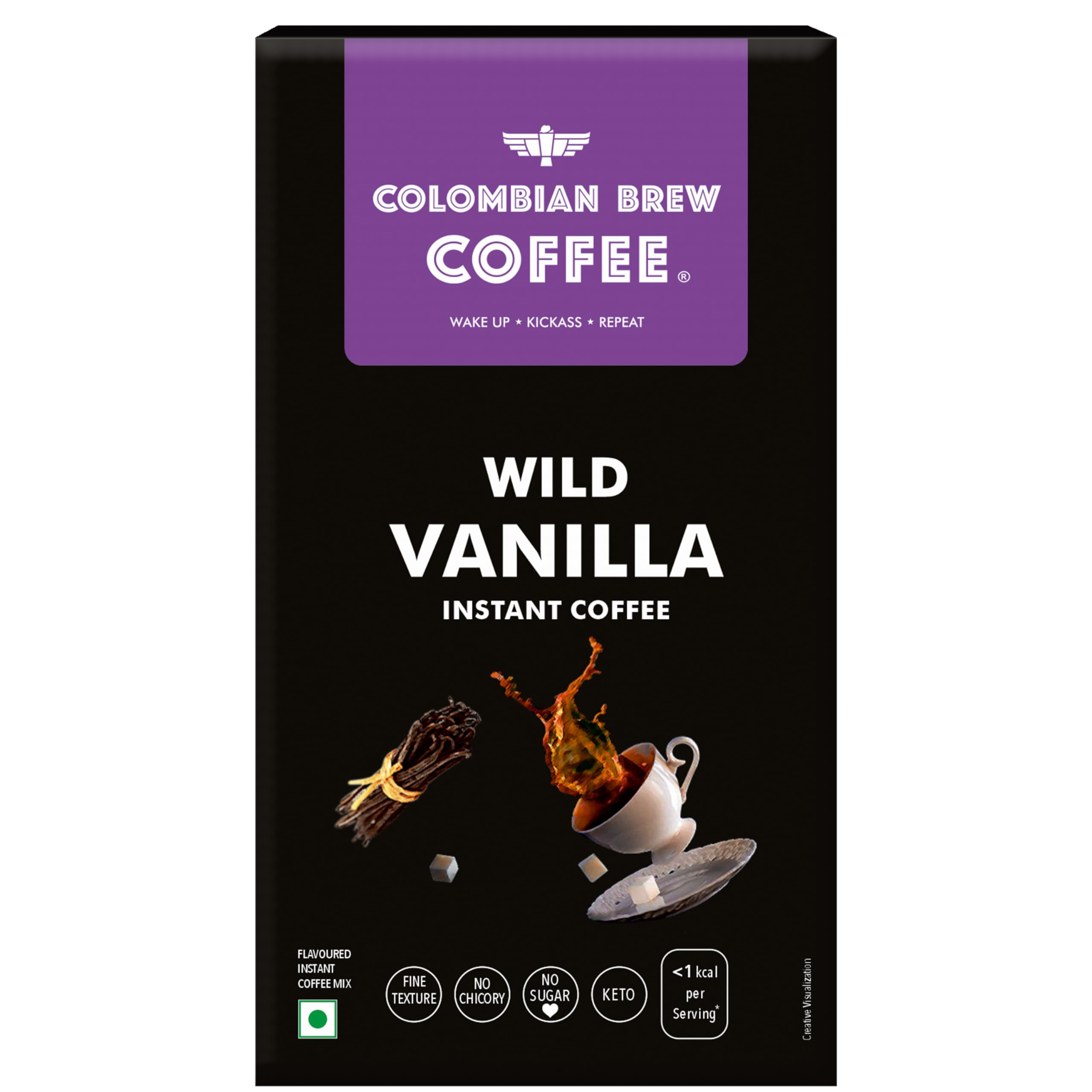 Colombian Brew Vanilla Instant Coffee Powder, No Sugar, 20 Sachets