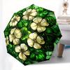 Stained Cute Window Panel with White Flowers and Green Leaves Decorative Artwork for Home or Garden (Circular) Umbrella - Cute