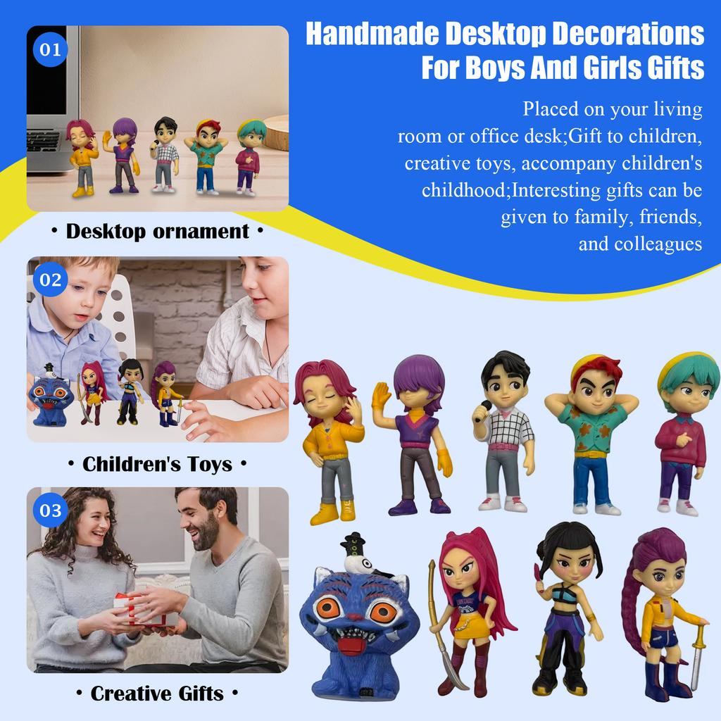 Vinyl Collectible Figures Set of 10 Assorted Characters with Distinctive Outfits and Accessories for Display or Collection