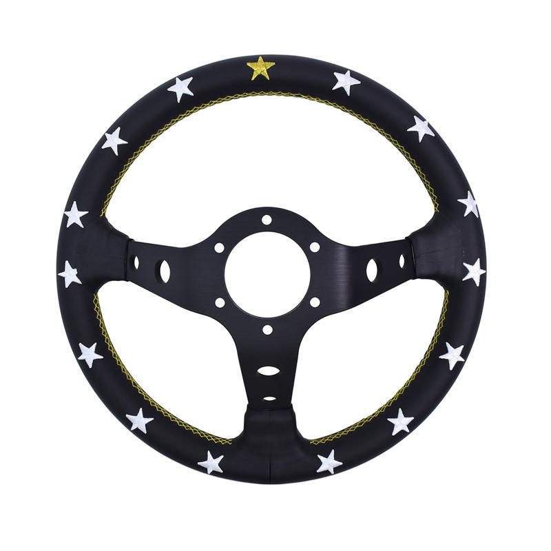 Vertex 320MM Star Embroidery Sports Steering Wheel Golden Wiring Universal Modified Steering Wheel with Forever
