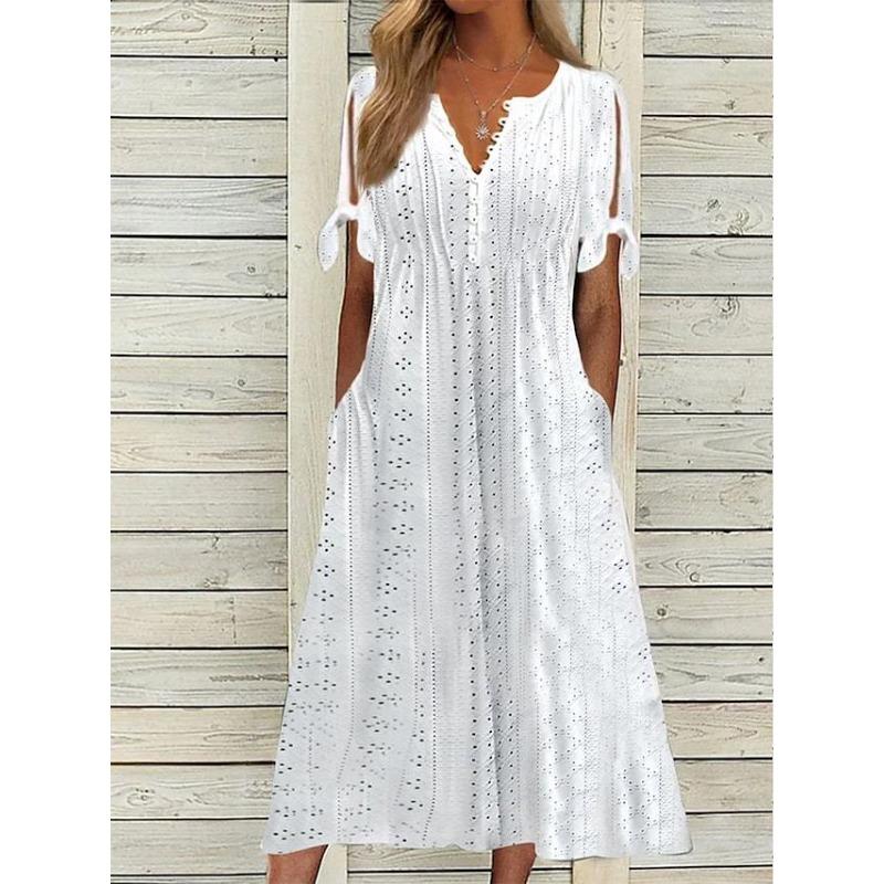 IHUASU Fashion Summer Spring 1/2 Sleeves V-Neckt  Casual Dresses