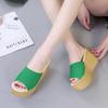 Damen Sommer Muffin mit Plateau-Absatz mit Fischmaul Bequeme Atmungsaktive Flip-Flops Strand Sandalen