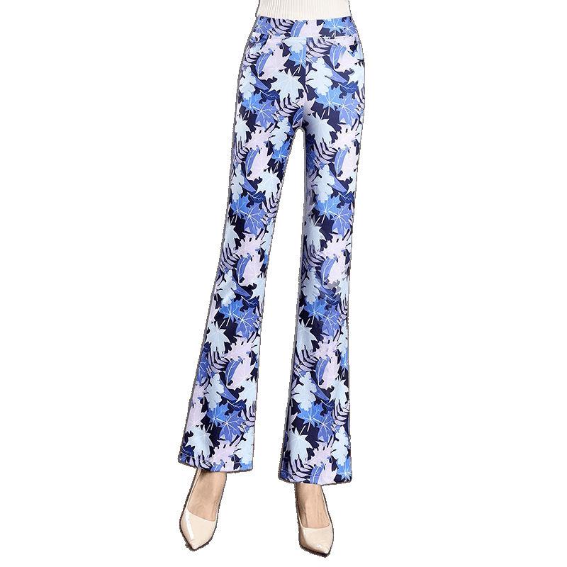 Cuihua Women's Summer Slimming Micro-Flare Pants: Trendy, Printed, Elastic Waist, Versatile and Body-Shaping Long Pants 2025